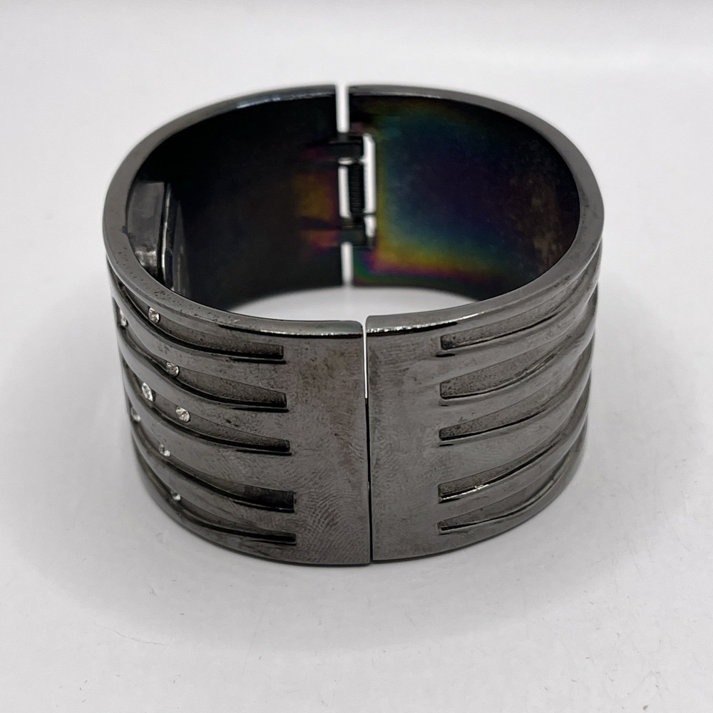 Vivani Women's Bangle Band Quartz Watch Crystal Accent Gunmetal- New Battery - Picture 5 of 7